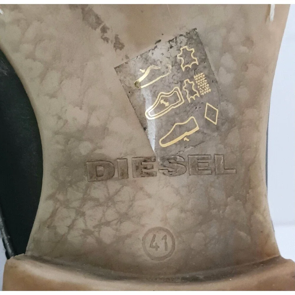 DIESEL Boa Vista Chron Zip Ankle Boot Gray Distressed Leather 41 US 8.5